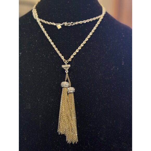 Banana Republic Gold-Tone Tassel Necklace With Rhinestone Accents & Twisted Rope - Picture 6 of 8